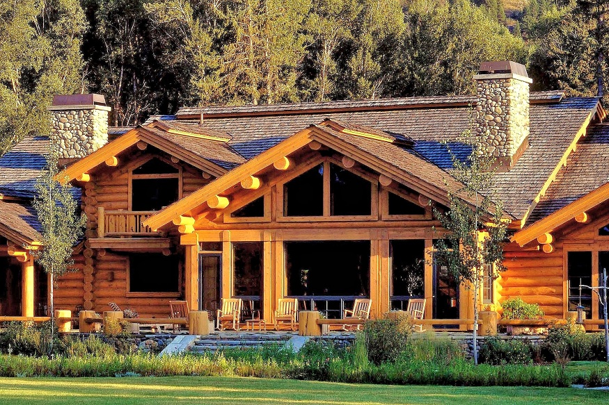 Home with a Log Cabin